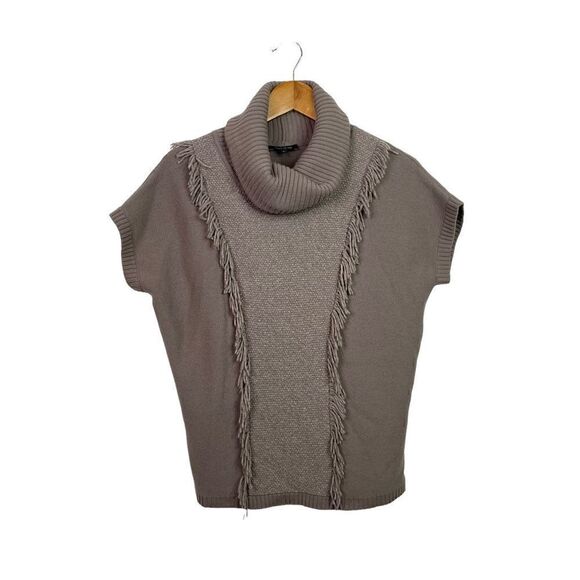 Lafayette 148 Women’s Wool Fringe Cowl Neck Short Sleeve Sweater Size P (0-2) - Picture 1 of 7
